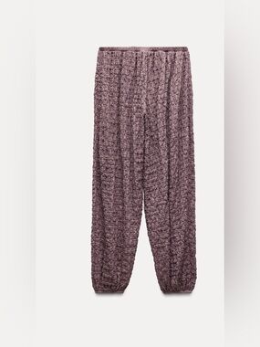 Zara TEXTURED PANTS women 
Textured Knit Lounge Pants - Mauve